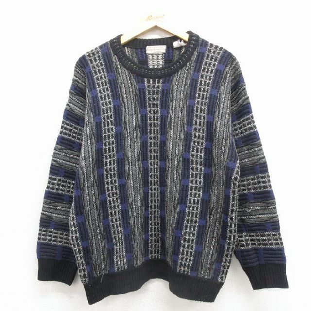 【20%OFF】M★古着 長袖 セーター メンズ 90年代 90s クルーネック イタリア製 紫他 25dec01