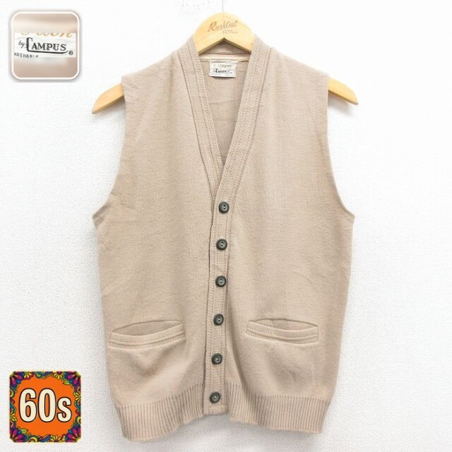 【50%OFF】60s ニットベスト ベージュ S | 古着