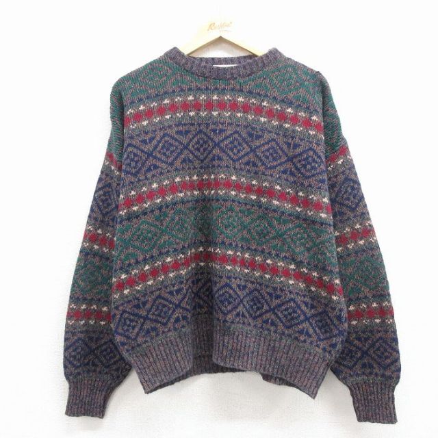 90s 長袖セーター フェアアイル グレー XL | 古着
