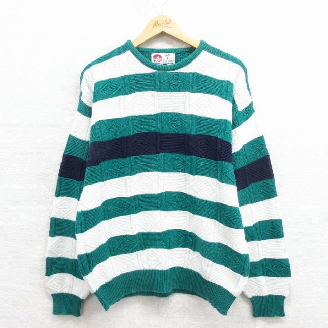 【50%OFF】エルエルビーン 90s 長袖セーター ブルーストライプ L | 古着