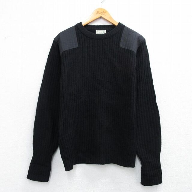S★古着 エルエルビーン 長袖 コマンド セーター メンズ 00年代 00s 肩ひじ当て ラムウール クルーネック 黒【spe】 25dec04
