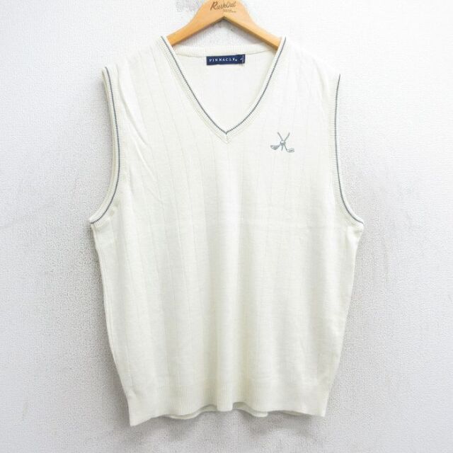 【50%OFF】90s ニットベスト ゴルフ ホワイト L | 古着