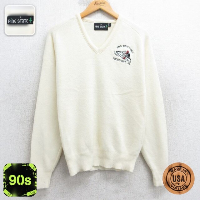 【50%OFF】90s ラグランセーター スノーモービル イエロー S | 古着