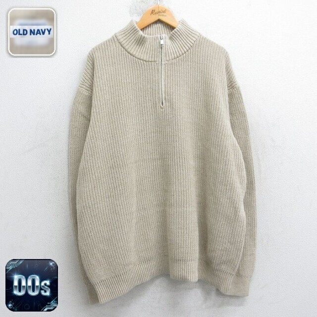 【50%OFF】オールドネイビー 00s 長袖ハーフジップセーター ベージュ XL | 古着