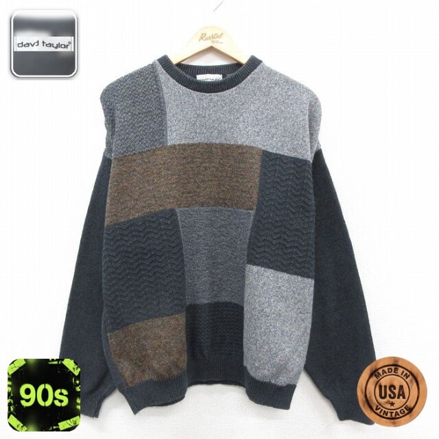 【50%OFF】90s 長袖セーター 手織り グレー XL | 古着
