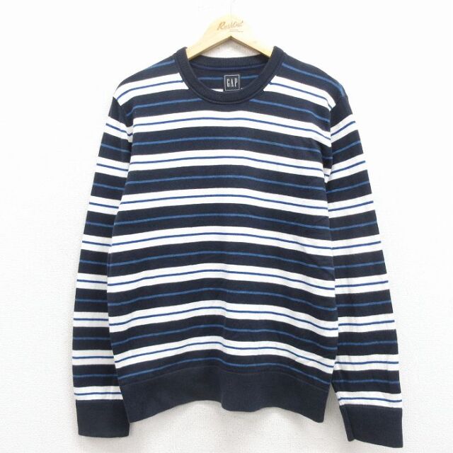 【50%OFF】ギャップ 長袖セーター ボーダー ネイビー M | 古着