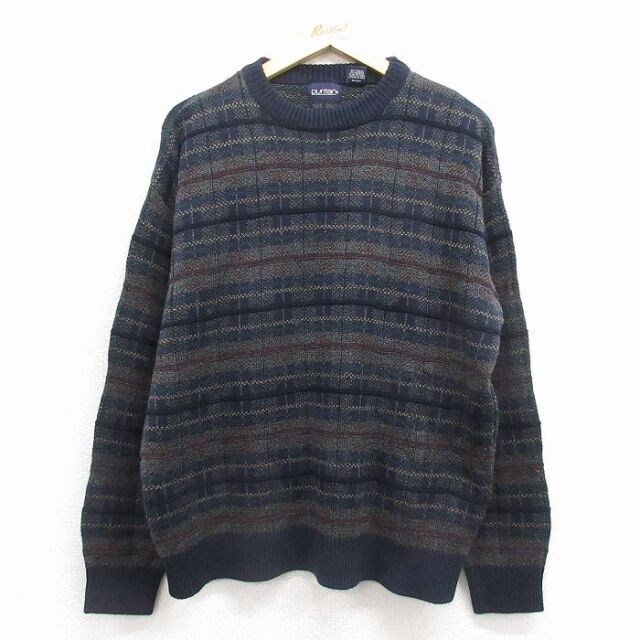 【50%OFF】ピューリタン 00s 長袖セーター チェック ネイビー L | 古着