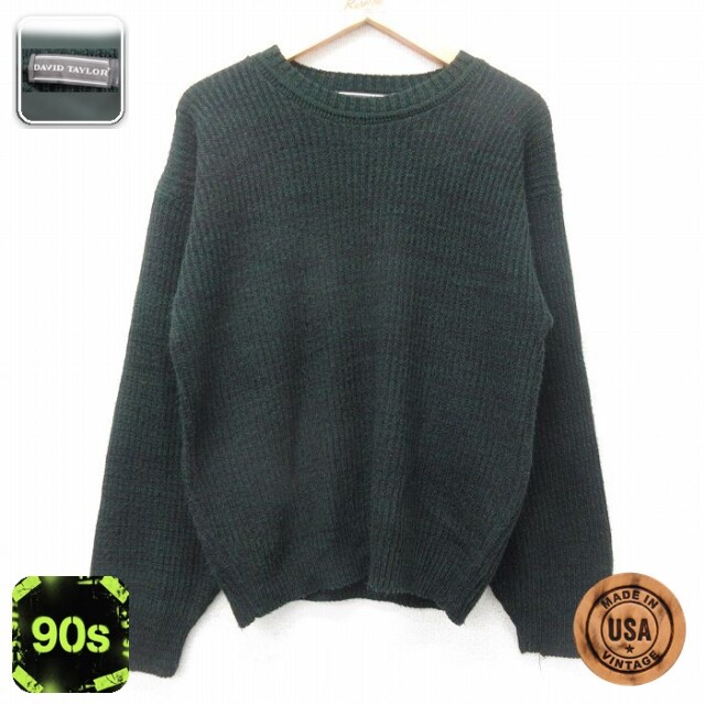 【50%OFF】90s 長袖セーター グリーン M | 古着