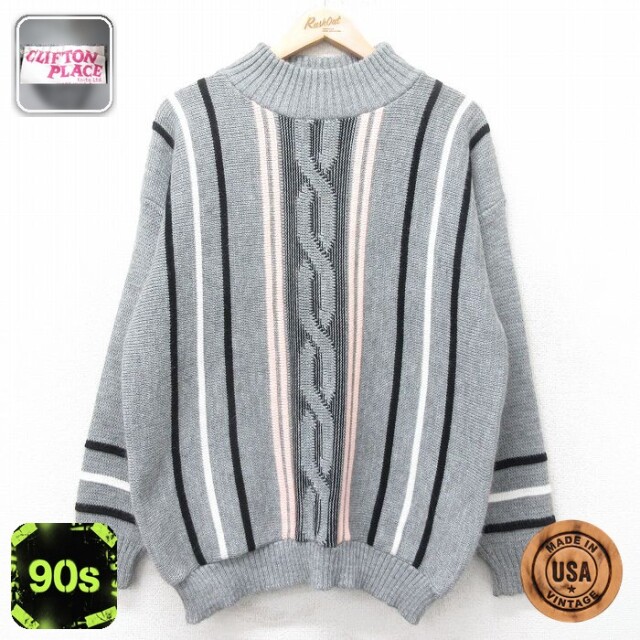 【50%OFF】90s 長袖セーター グレー M | 古着