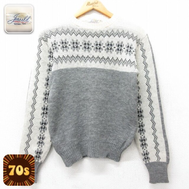 【50%OFF】70s 長袖セーター グレー XS | 古着