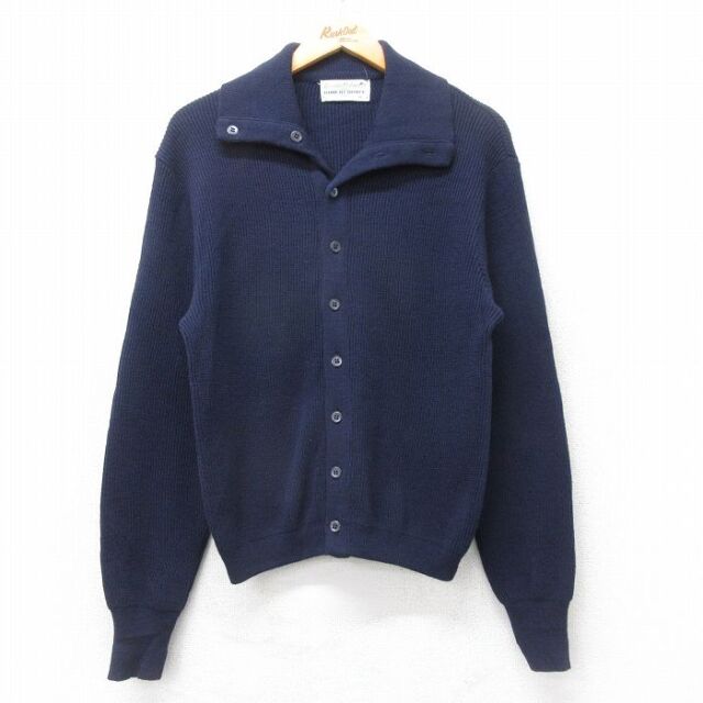 S★古着 アーノルドパーマー 長袖 ニット カーディガン メンズ 80年代 80s ウール USA製 紺 25dec12