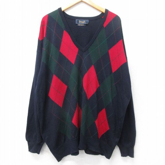 ネイビーアーガイル セーター 90s 長袖 XL | 古着