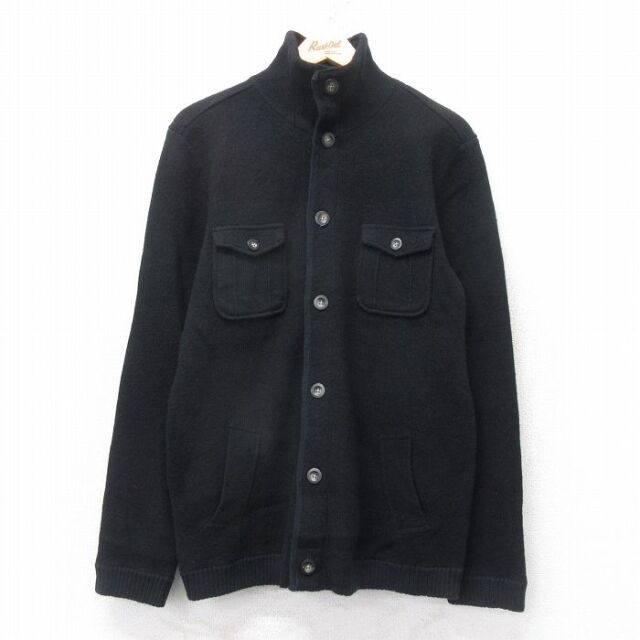M★古着 ギャップ GAP 長袖 ニット カーディガン メンズ 00年代 00s ラムウール 黒 25dec13