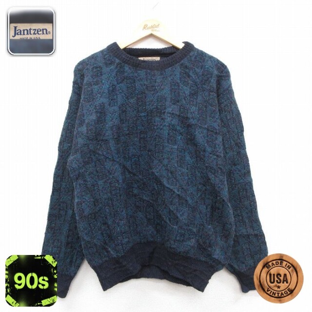 【50%OFF】ジャンセン 90s 長袖セーター ネイビー L | 古着