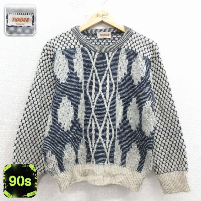 TUNDRA 90s 長袖セーター ネイビー S | 古着