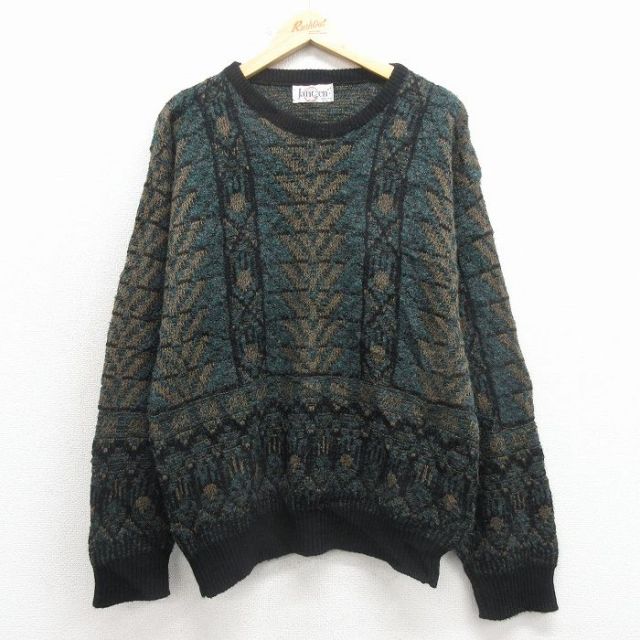 【20%OFF】ジャンセン 90s 長袖セーター グリーン L | 古着