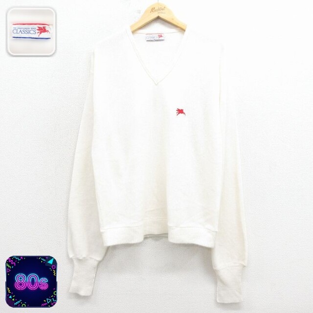 【50%OFF】モンゴメリーワード 80s 長袖セーター モービルガス ホワイト M | 古着