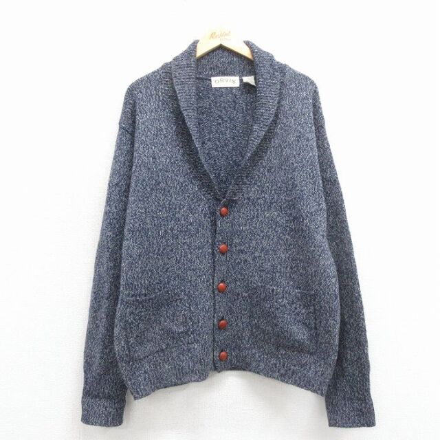 【20%OFF】オービス 00s 長袖カーディガン ショールカラー ネイビー L | 古着