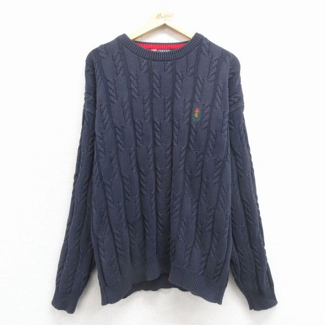ラルフローレン 90s 長袖セーター ワンポイントロゴ ネイビー XL | 古着