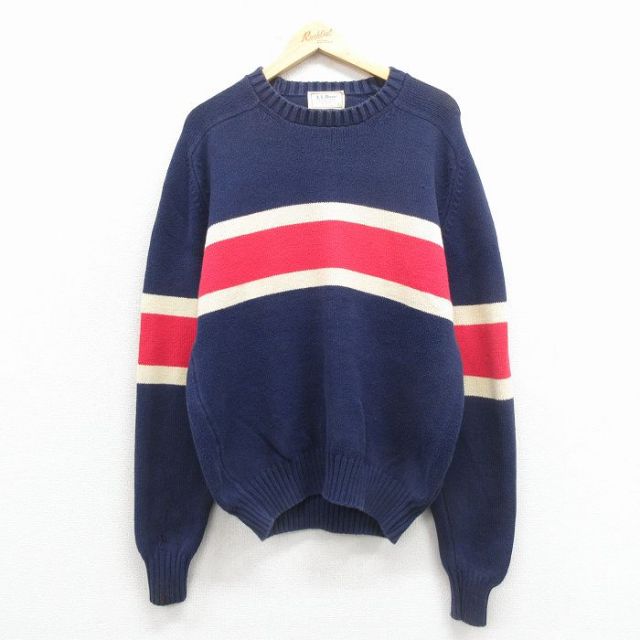 L★古着 エルエルビーン 長袖 セーター メンズ 90年代 90s ラグラン USA製 紺【spe】 25dec29