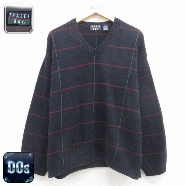00s 長袖セーター ケーブル ネイビー XL | 古着
