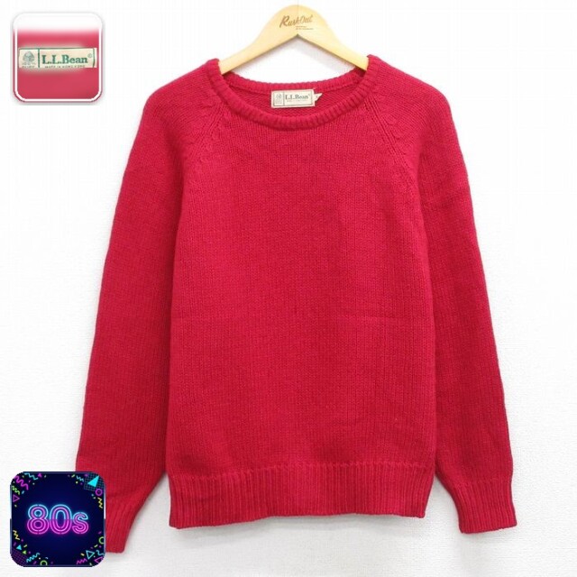 【50%OFF】エルエルビーン 80s 長袖セーター ラグラン レッド L | 古着