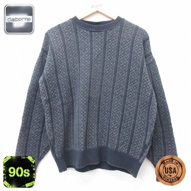【50%OFF】90s 長袖セーター ネイビー M | 古着