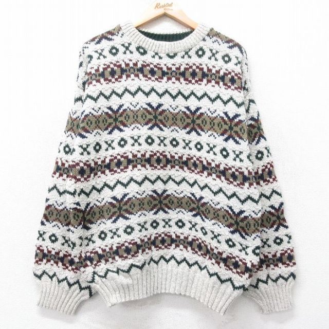 【20%OFF】90s 長袖セーター フェアアイル グレー L | 古着