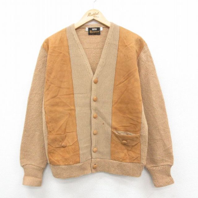 【20%OFF】キャンパス 70s 長袖カーディガン スエード使用 ベージュ M | 古着