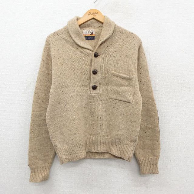 M★古着 ペンドルトン 長袖 セーター メンズ 90年代 90s ヒジ当て ウール ショールカラー USA製 ベージュ他 25dec24