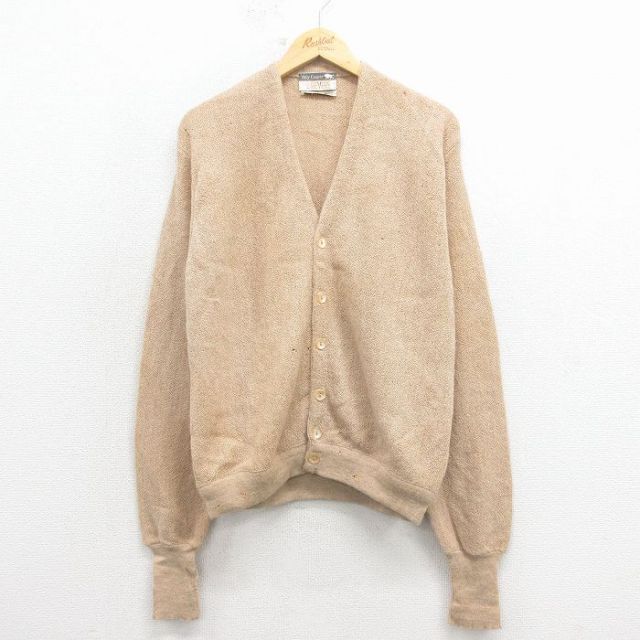 【20%OFF】70s 長袖ニットカーディガン アルパカ ベージュ L | 古着