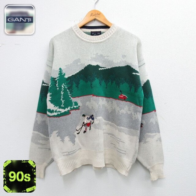 GANT 90s 長袖セーター ホッケー ベージュ L | 古着