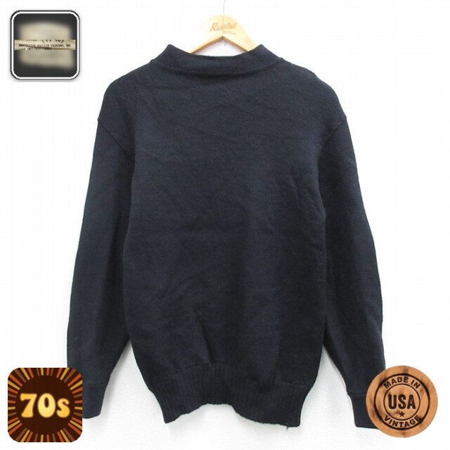 【50%OFF】70s 長袖セーター ミリタリー ブラック XS | 古着