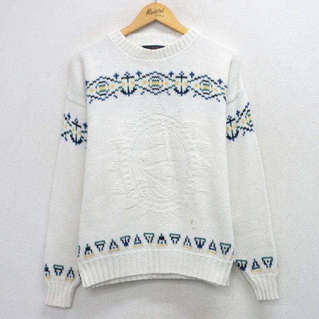 【20%OFF】90s 長袖セーター ヨット ホワイト L | 古着