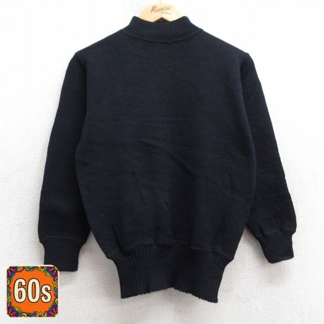 60s 長袖セーター モックネック ブラック XS | 古着