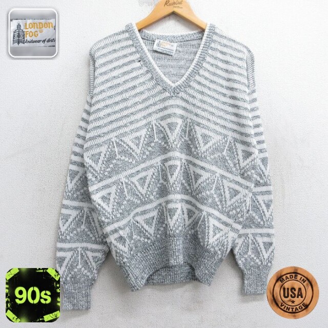 【50%OFF】ロンドンフォグ 90s 長袖セーター ホワイト M | 古着