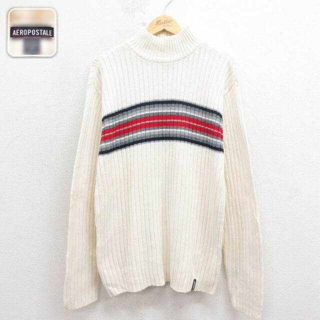 【50%OFF】エアロポステール 長袖セーター ストライプ 生成り ベージュ M | 古着