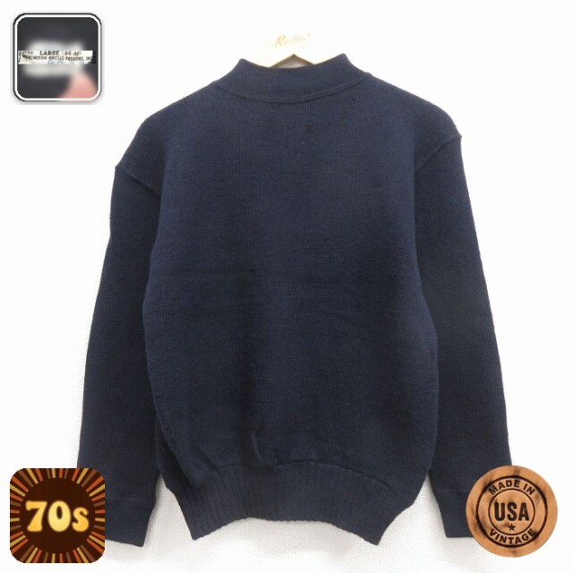 【50%OFF】70s 長袖セーター ミリタリー ネイビー S | 古着