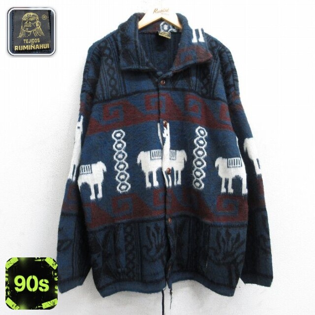 TEJIDOS RUMINAHUI 90s 長袖カーディガン ネイビー XL | 古着