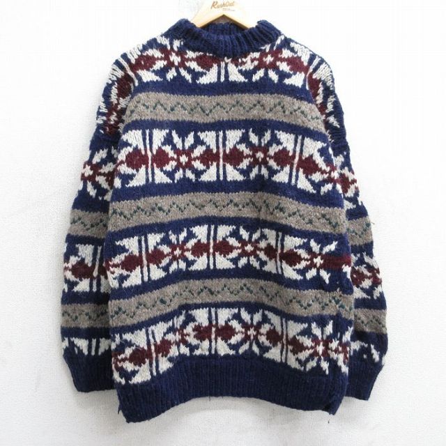 【20%OFF】00s 長袖セーター 雪柄 ネイビー L | 古着