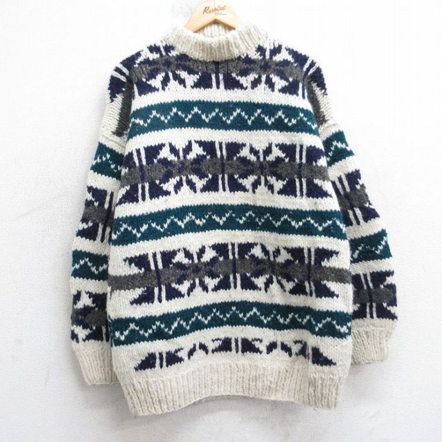【20%OFF】長袖セーター 雪柄 ホワイト L | 古着