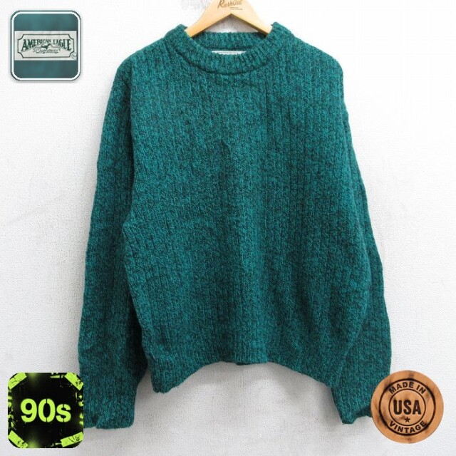 【50%OFF】アメリカンイーグル 90s 長袖セーター グリーン XL | 古着