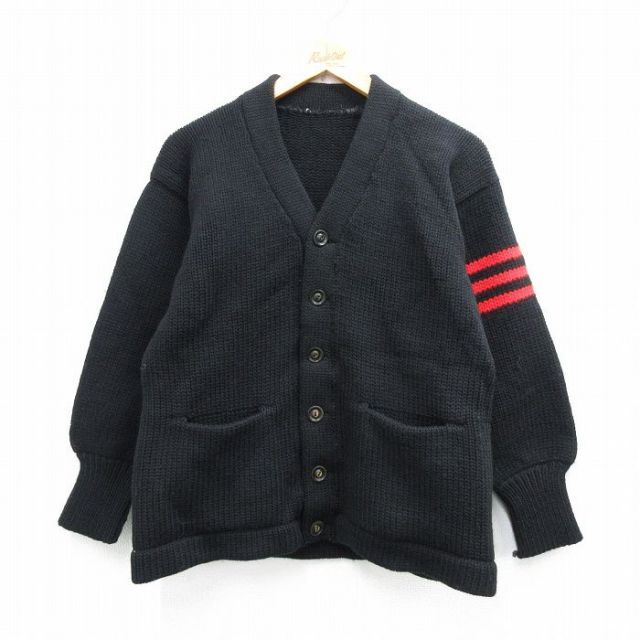 【20%OFF】50s ニットカーディガン レタード ブラック S | 古着