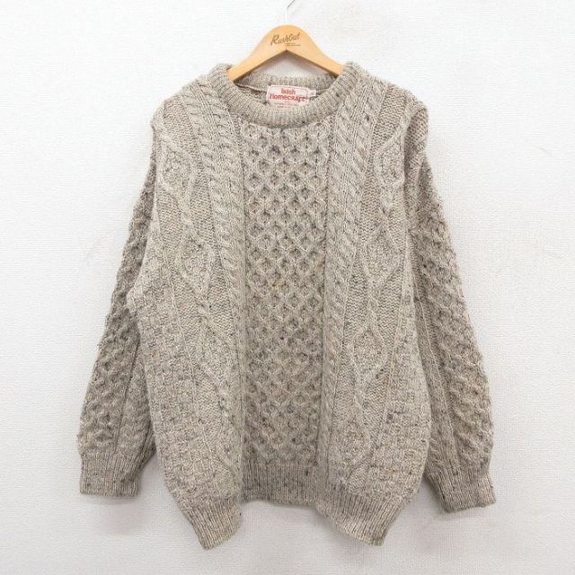 【20%OFF】アラン 90s ケーブルセーター ベージュ L | 古着
