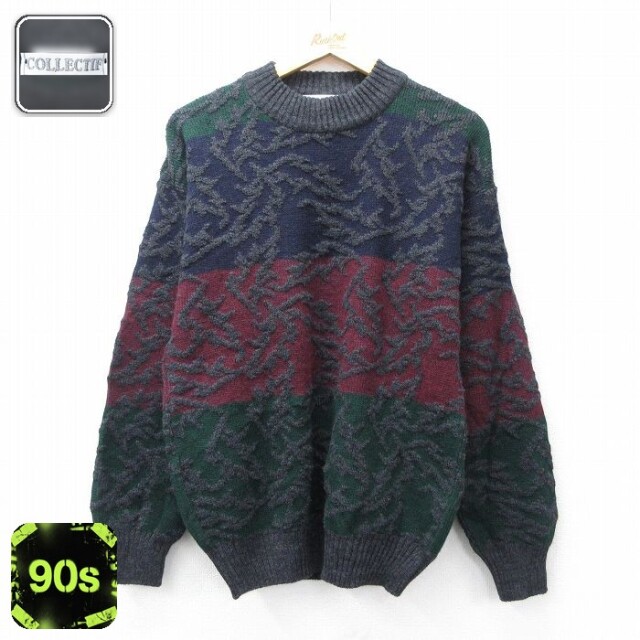 90s 長袖セーター モックネック グレー M | 古着