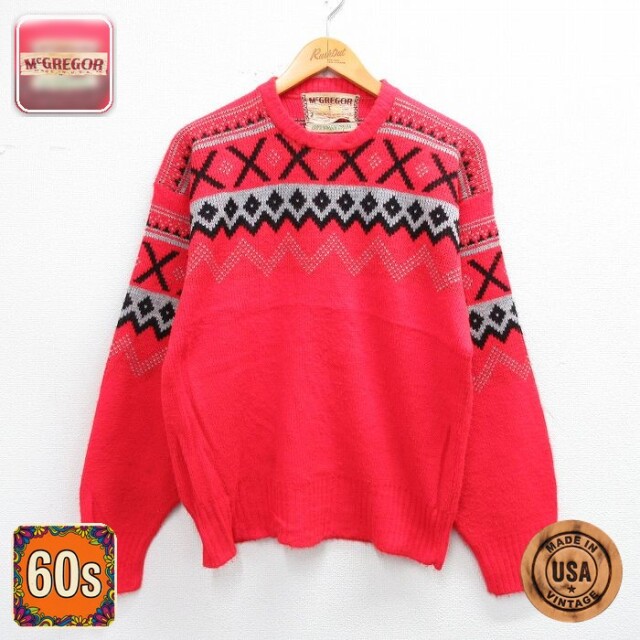 【50%OFF】マックレガー 60s 長袖セーター レッド M | 古着