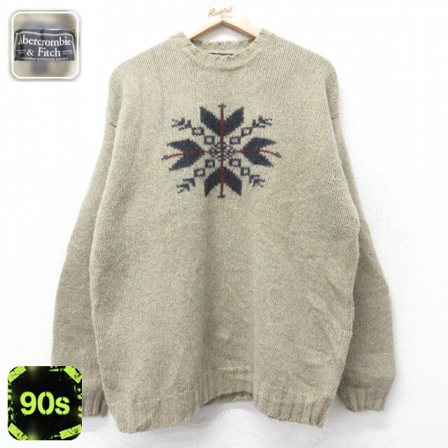 【50%OFF】アバクロンビー&フィッチ 90s 長袖セーター 雪柄 ベージュ XL | 古着