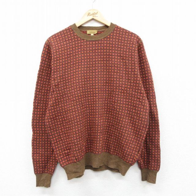 【20%OFF】L★古着 長袖 セーター メンズ 90年代 90s ウール カシミア カシミヤ クルーネック イタリア製 エンジ他【spe】 26jan10