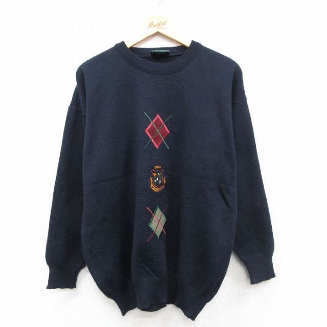 【20%OFF】ゴルフ 90s 長袖セーター 刺繍 ネイビー L | 古着