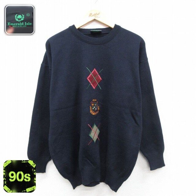 ゴルフ 90s 長袖セーター 刺繍 ネイビー L | 古着